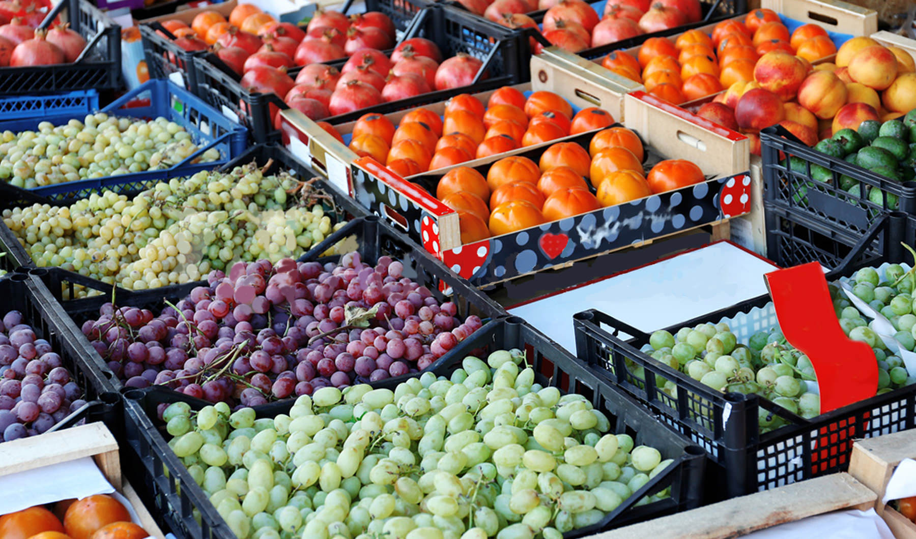 Fresh produce awaiting delivery in the sun